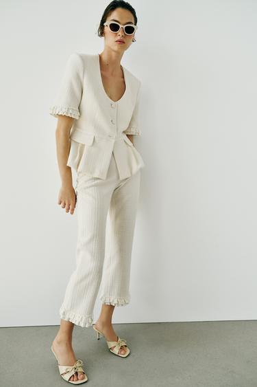 Zara Брюки  клёш с воланами купить с доставкой.