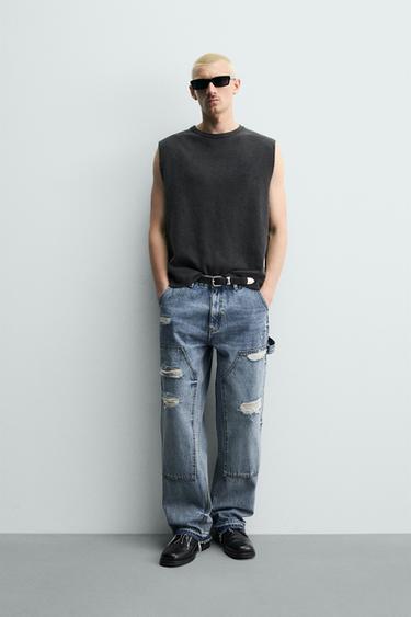Zara Трикотажный топ с принтом и эффектом потертости купить с доставкой.