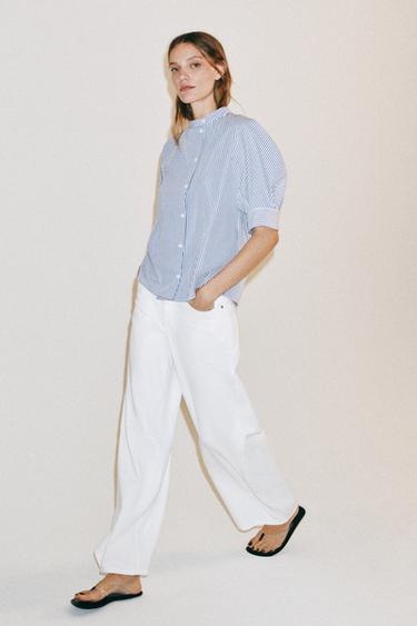 Zara Рубашка из поплина с пуговицами — ZW COLLECTION