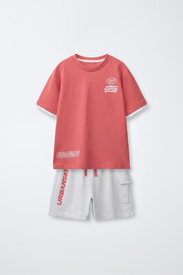 Zara Пижама 6-14 лет с двойными рукавами и текстовым принтом