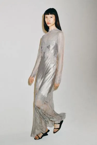 Атласное платье с кружевом — Zw Collection