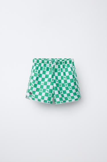 Zara 6-14 лет/купальник в шахматную клетку с логотипом