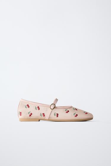 Zara Балетки с вышивкой вишни купить с доставкой.