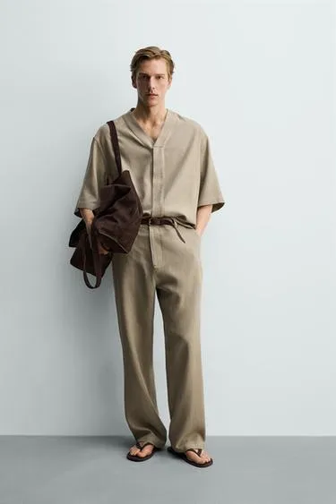 Рубашка Relaxed Fit из вискозы и конопли
