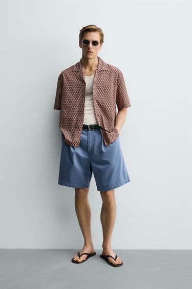 Zara Рубашка свободного кроя с геометрическим принтом