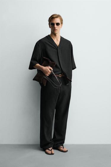Zara Рубашка  из вискозы и конопли