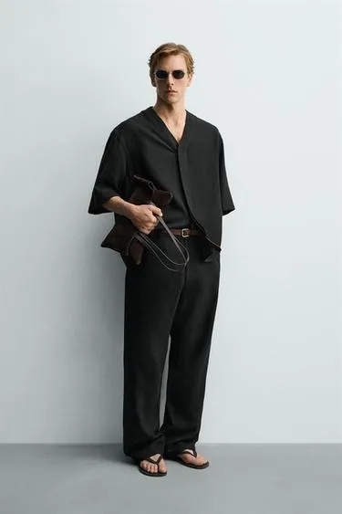 Рубашка Relaxed Fit из вискозы и конопли