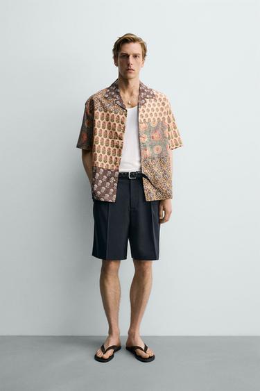 Zara Рубашка  с принтом пэчворк