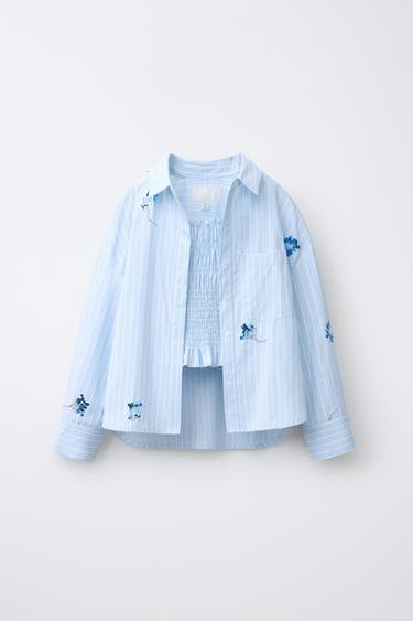 Zara Рубашка и топ в полоску с цветами и пайетками