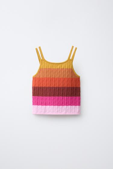 Zara Трикотажный топ с узором «косы» купить с доставкой.