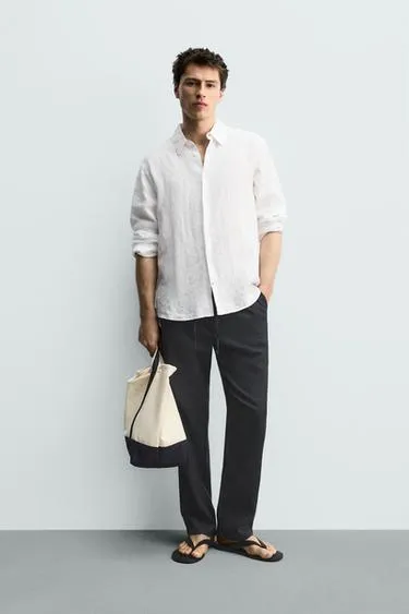 Брюки Relaxed Fit из хлопка и льна