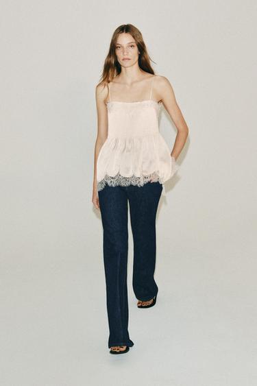 Zara Топ в бельевом стиле с кружевом — коллекция ZARA «ZW»