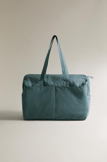 Zara Хлопковая сумка для беременных с листочным принтом