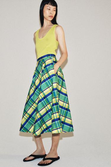 Zara Юбка миди в клетку — коллекция ZARA «ZW» купить с доставкой.