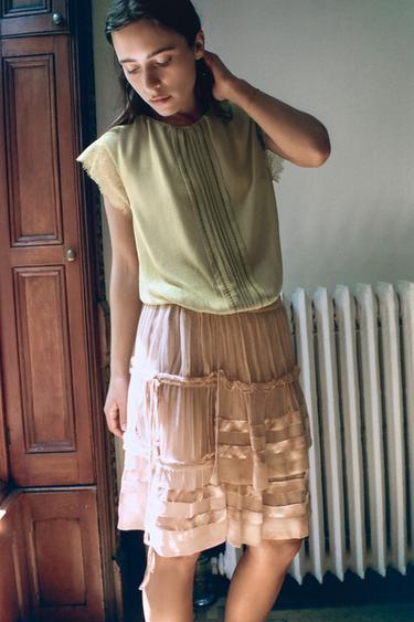 Zara Юбка из жоржета с воланами и сборками купить с доставкой.