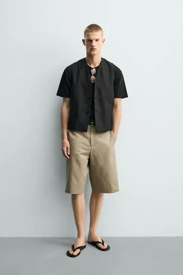 Шорты Relaxed Fit из хлопка и льна- Заказать в России