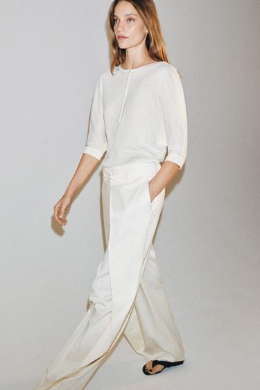 Zara Хлопковая футболка с круглым вырезом