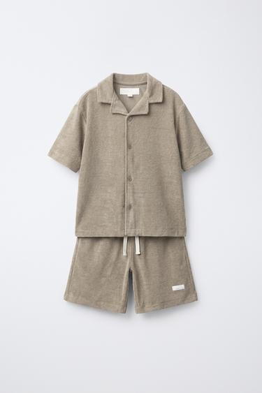 Zara Комплект из рубашки и шортов из махровой ткани купить с доставкой.