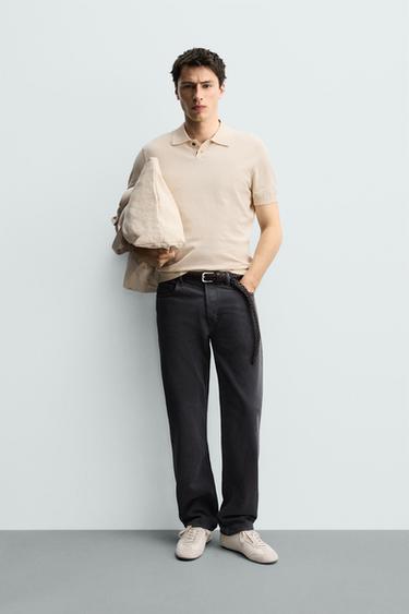 Zara Поло из хлопка и льна