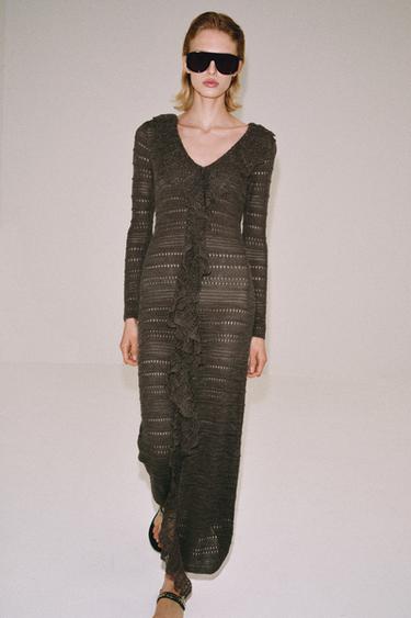 Zara Платье из трикотажа POINTELLE с воланами