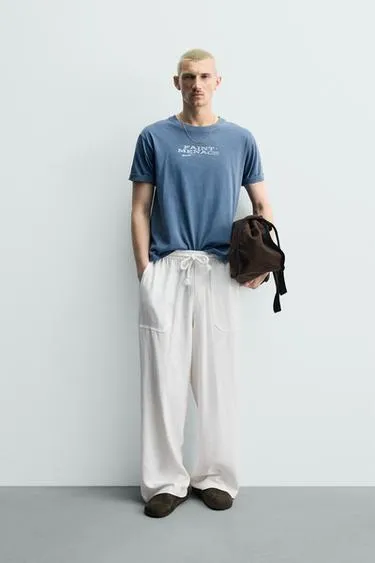 Брюки Relaxed Fit из вискозы и льна