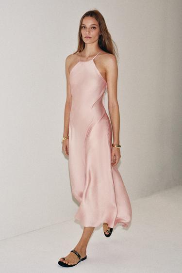 Zara Атласное платье халтер коллекция ZARA «ZW» купить с доставкой.