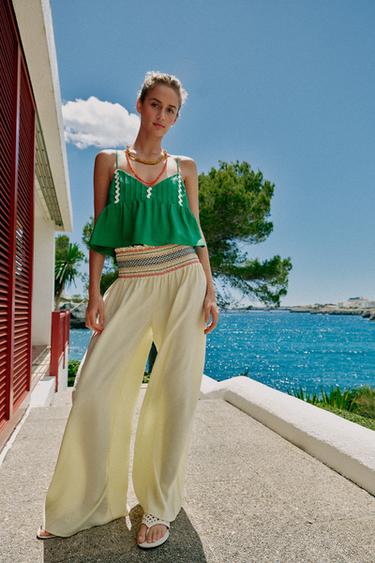 Zara Топ на бретелях из льна