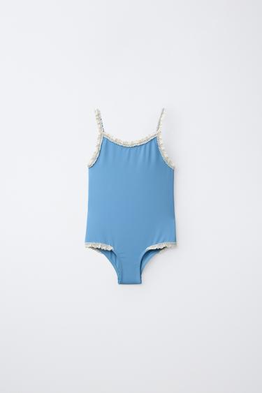 Zara 6-14 лет/купальник с контрастным кружевом