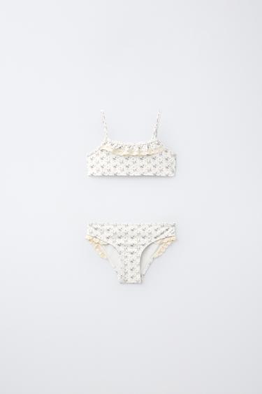 Zara 6-14 лет/ бикини с цветами и кружевом купить с доставкой.