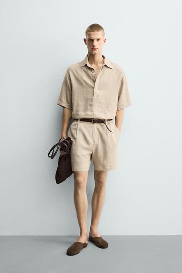 Zara Шорты  из льна и вискозы купить с доставкой.