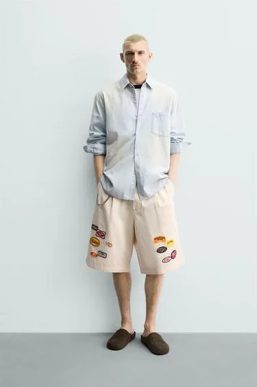 Бермуды Baggy Fit с нашивками- Заказать в России