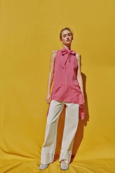 Asymmetric striped top- Заказать в России