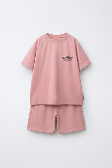 Zara Комплект из футболки и шортов с надписью
