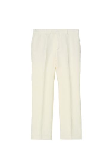 Zara Брюки  из льна и шерсти в елочку