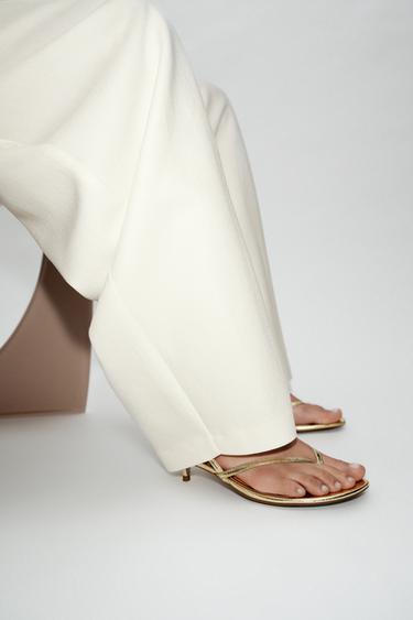 Zara Босоножки KITTEN с металлическим блеском