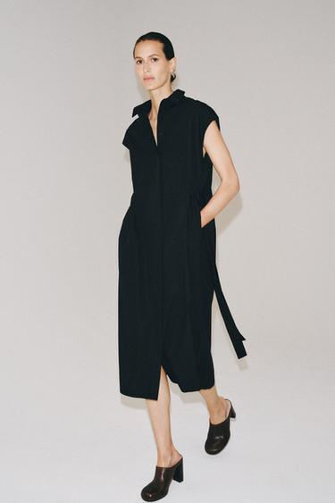 Zara Платье-рубашка с завязками — коллекция ZARA «ZW» купить с доставкой.