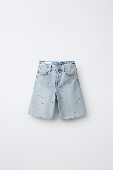 Zara Джинсовые шорты с украшениями