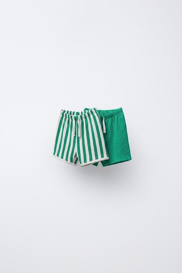 Zara Набор из двух бермуд: однотонные и в полоску