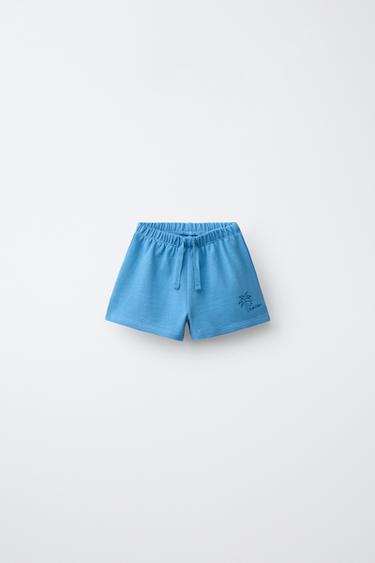 Zara Шорты с вышивкой пальмы