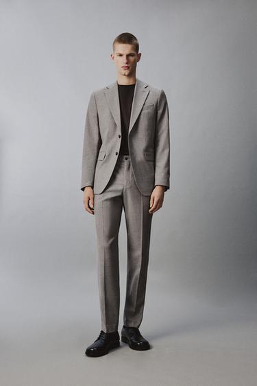 Zara Костюмный пиджак стандартной посадки из рельефной ткани