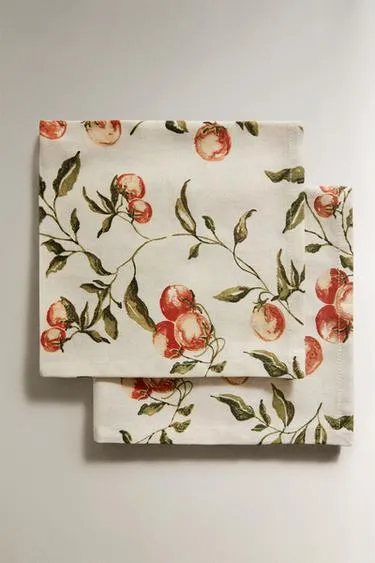 Pack Of Tomato Print Napkins (Pack Of 2)