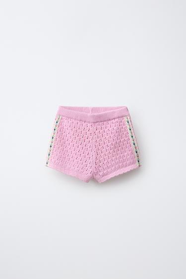 Zara Трикотажные бермуды с вышитыми цветами