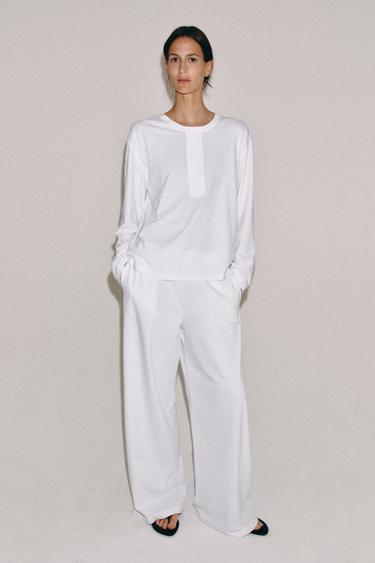 Zara Лонгслив с льняной смесью