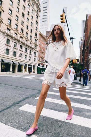 Шорты с вышивкой из льна — коллекция Zara «Zw»