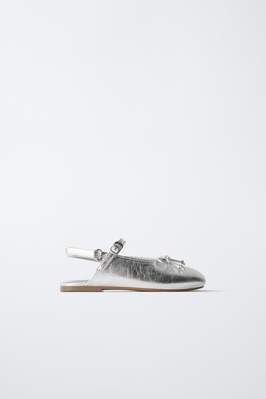 Zara Балетки-мюли с металлическим блеском купить с доставкой.