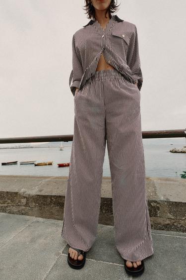 Zara Широкие брюки в полоску купить с доставкой.