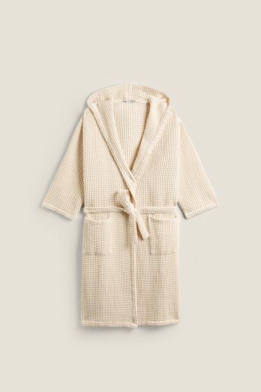 Zara Халат из хлопкового вафельного трикотажа купить с доставкой.