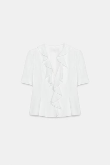 Zara Блейзер с короткими рукавами и воланами
