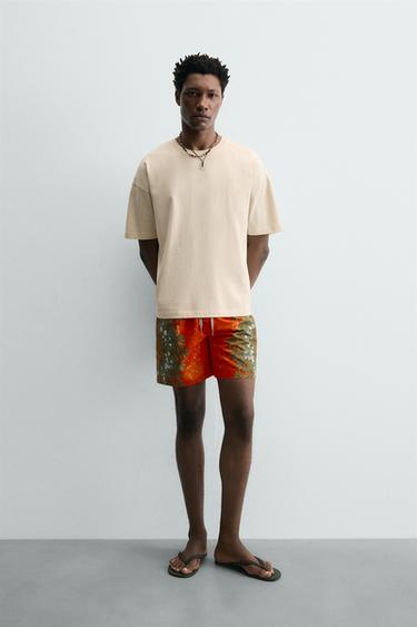 Zara Длинные плавки с цветочным принтом