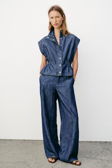 Zara Брюки прямого кроя из смесового льна